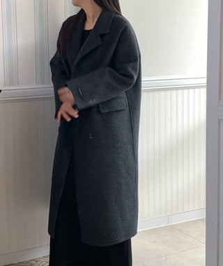 Classic Double-Button Long Oversized Wool Coat