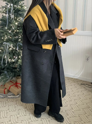 Classic Double-Button Long Oversized Wool Coat