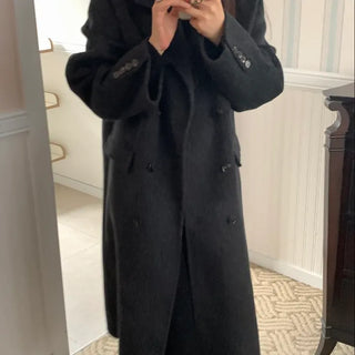 Classic Double-Button Long Oversized Wool Coat