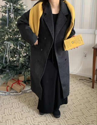 Classic Double-Button Long Oversized Wool Coat