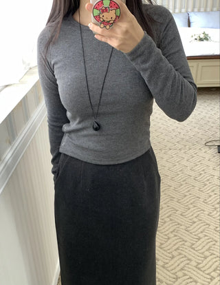 Daily Soft Turtleneck Ribbed Slim Long Sleeve Tee