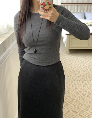 Daily Soft Turtleneck Ribbed Slim Long Sleeve Tee