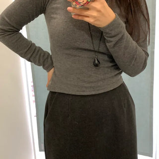 Daily Soft Turtleneck Ribbed Slim Long Sleeve Tee