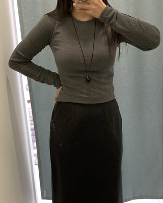 Daily Soft Turtleneck Ribbed Slim Long Sleeve Tee