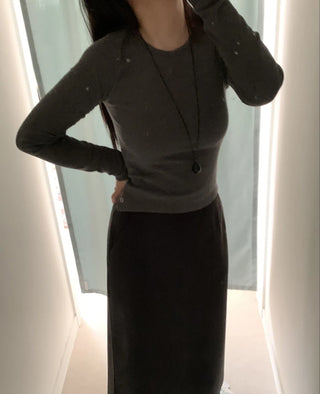 Daily Soft Turtleneck Ribbed Slim Long Sleeve Tee