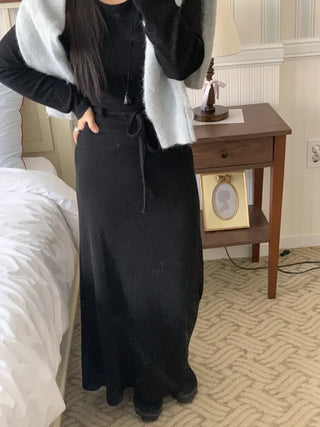 Formal Belted Shirred Slim Fit Turtleneck Dress