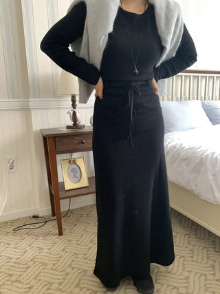 Formal Belted Shirred Slim Fit Turtleneck Dress