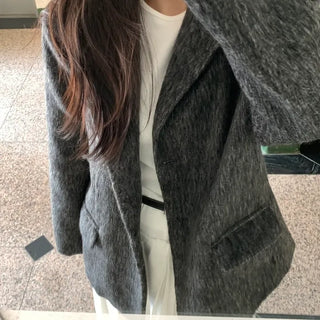 Soft Herringbone Tailored Loose Fit Jacket