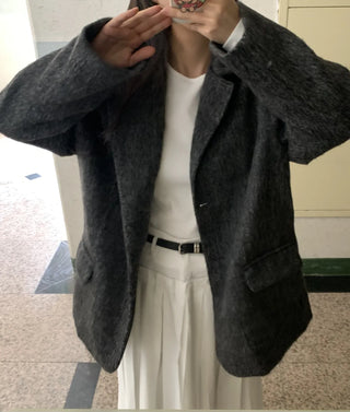 Soft Herringbone Tailored Loose Fit Jacket