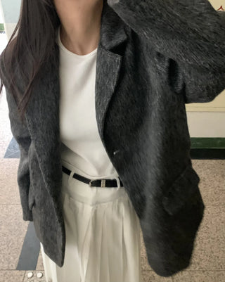 Soft Herringbone Tailored Loose Fit Jacket