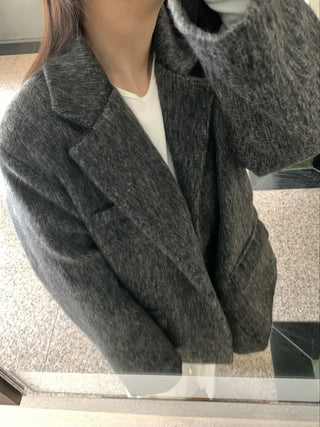 Soft Herringbone Tailored Loose Fit Jacket