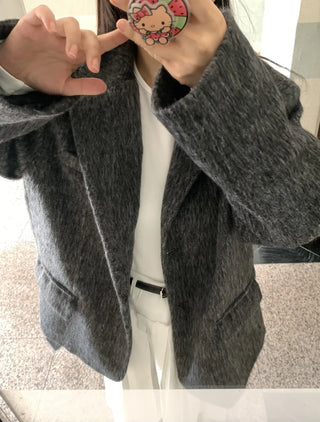 Soft Herringbone Tailored Loose Fit Jacket