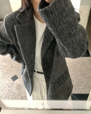 Soft Herringbone Tailored Loose Fit Jacket