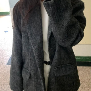 Soft Herringbone Tailored Loose Fit Jacket