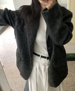 Soft Herringbone Tailored Loose Fit Jacket