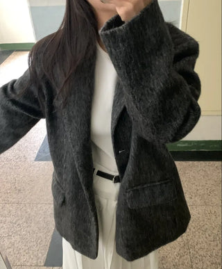 Soft Herringbone Tailored Loose Fit Jacket