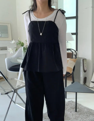 Randy Cotton Ribbon Layered Sleeveless