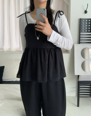 Randy Cotton Ribbon Layered Sleeveless