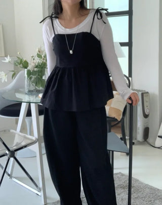 Randy Cotton Ribbon Layered Sleeveless