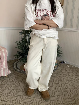 Wide Loose Fit Straight Denim Pants