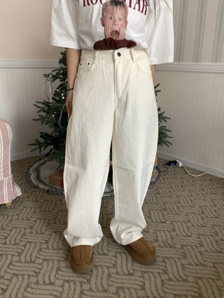 Wide Loose Fit Straight Denim Pants