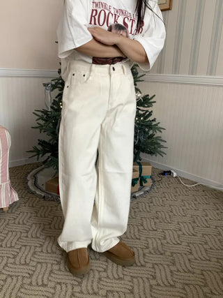 Wide Loose Fit Straight Denim Pants