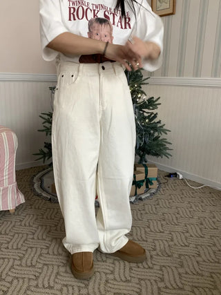 Wide Loose Fit Straight Denim Pants