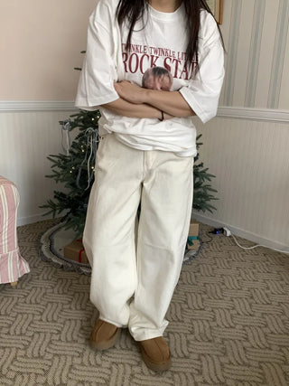 Wide Loose Fit Straight Denim Pants