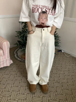 Wide Loose Fit Straight Denim Pants