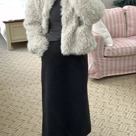 Slim Fit H-Line Knit Maxi Skirt