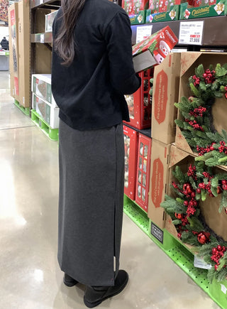 Slim Fit H-Line Knit Maxi Skirt