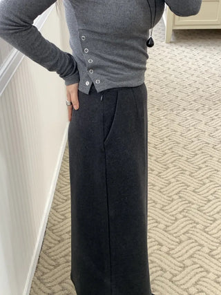 Slim Fit H-Line Knit Maxi Skirt