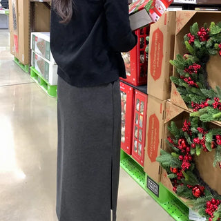 Slim Fit H-Line Knit Maxi Skirt