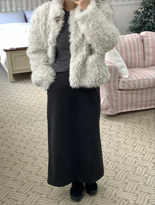 Slim Fit H-Line Knit Maxi Skirt