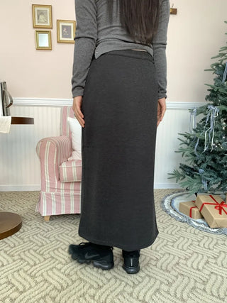 Slim Fit H-Line Knit Maxi Skirt