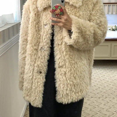 Heathered Cushion Oversized Fur Jacket