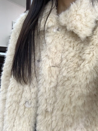 Heathered Cushion Oversized Fur Jacket