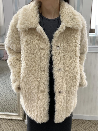 Heathered Cushion Oversized Fur Jacket