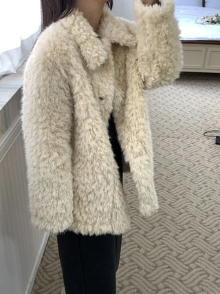 Heathered Cushion Oversized Fur Jacket