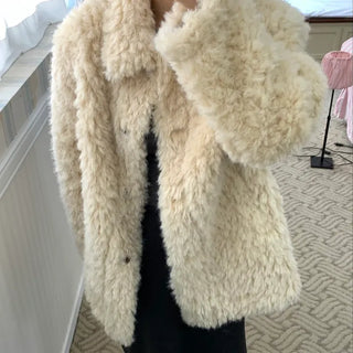 Heathered Cushion Oversized Fur Jacket
