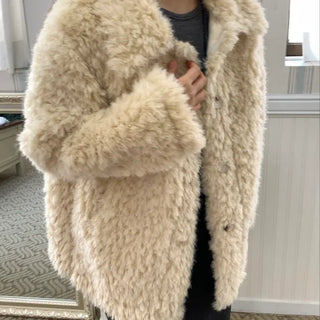 Heathered Cushion Oversized Fur Jacket