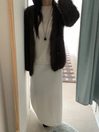 Minimal Drape Oversized Elastic Waist Long Skirt