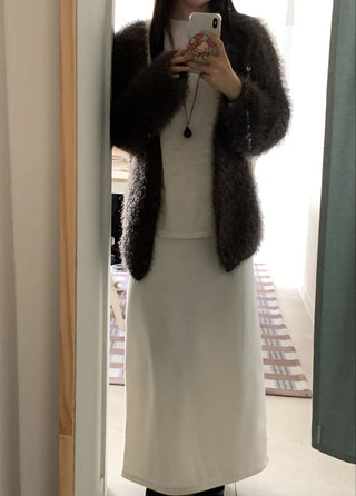 Minimal Drape Oversized Elastic Waist Long Skirt