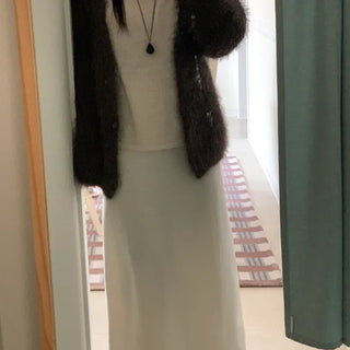 Minimal Drape Oversized Elastic Waist Long Skirt