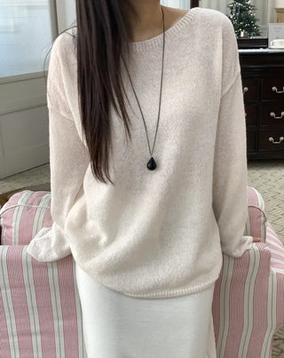 Soft V-neck Balloon Oversized Long Knit