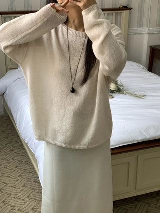 Soft V-neck Balloon Oversized Long Knit