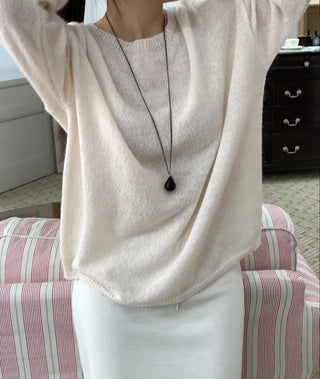 Soft V-neck Balloon Oversized Long Knit