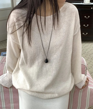 Soft V-neck Balloon Oversized Long Knit