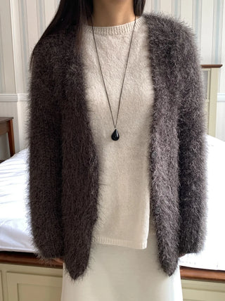 Soft V-neck Balloon Oversized Long Knit