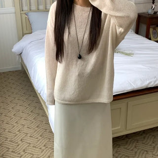 Soft V-neck Balloon Oversized Long Knit
